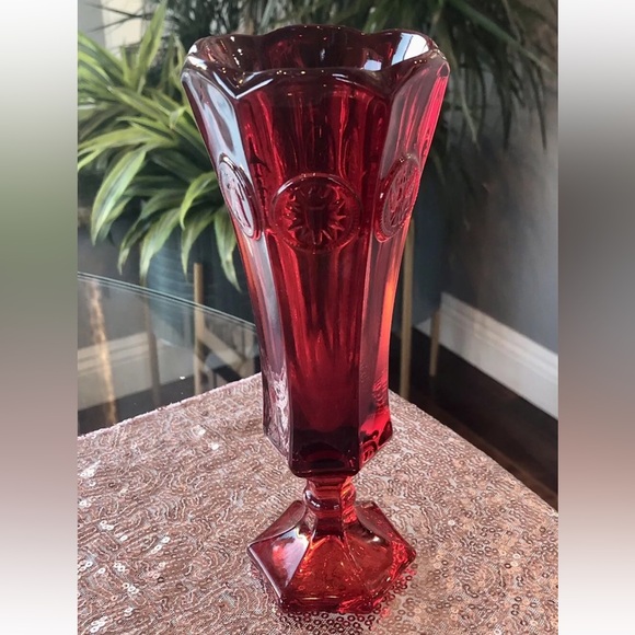 🇺🇸💥Vintage Ruby Red Fostoria Americana Coin & Eagle 7 7/8” Vase - MINT!💥🇺🇸 - Picture 8 of 11